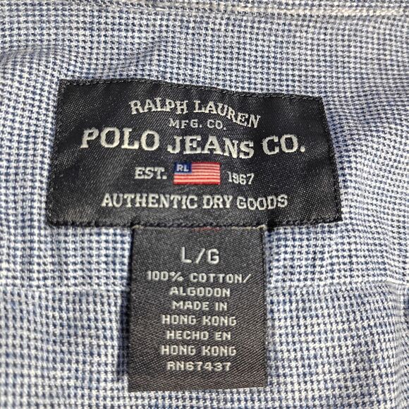Ralph Lauren Polo Jeans Co Casual Button Up Short Sleeve Shirt Blue Men's L - Picture 5 of 8